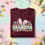Grandma Easter Bunny Shirt, Cute Spring Holiday Tee, Pastel Easter Eggs and Bunny Ears Grandma Gift Shirt