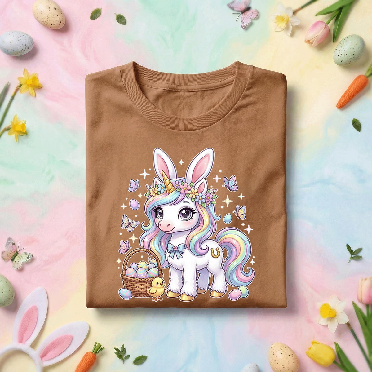 Easter Unicorn Bunny Shirt – Cute Rainbow Unicorn Tee for Kids & Adults, Girl Easter shirt women