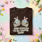 Stop Staring at My Easter Eggs Funny Skeleton Bunny Easter Shirt Women Girls – Adult & Teen Tee, Funny Easter day shirt, Easter Gift Idea