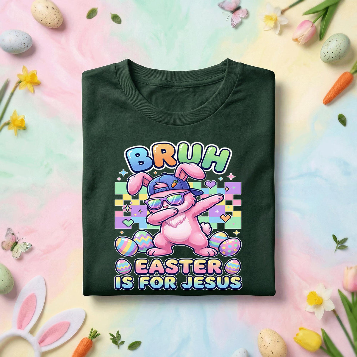 BRUH Easter is for Jesus Funny Christian Bunny Shirt – Easter Kids & Adult Easter Tee, Happy Easter Day shirt Youth Boys  men
