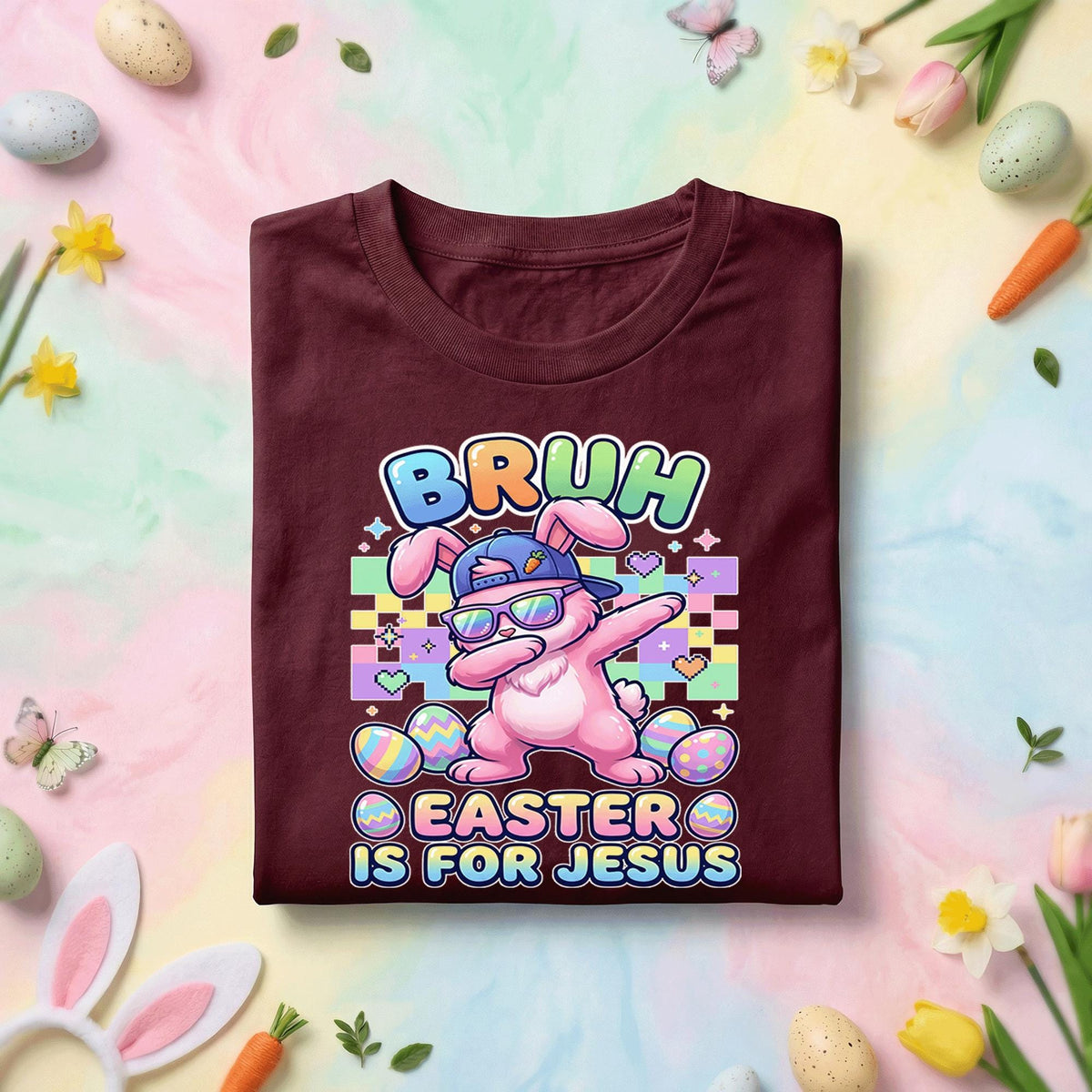 BRUH Easter is for Jesus Funny Christian Bunny Shirt – Easter Kids & Adult Easter Tee, Happy Easter Day shirt Youth Boys  men