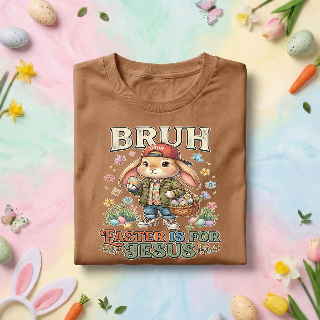 BRUH Easter is for Jesus Funny Christian Bunny Shirt Youth boys Men – Kids & Adult Easter Tee