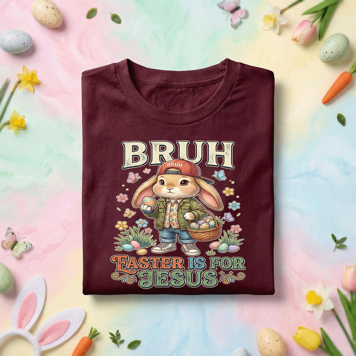 BRUH Easter is for Jesus Funny Christian Bunny Shirt Youth boys Men – Kids & Adult Easter Tee