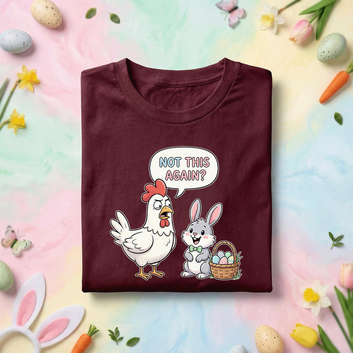 Funny Easter Chicken & Bunny Shirt – Not This Again shirt Spring Humor Tee, Funny Gift Easter