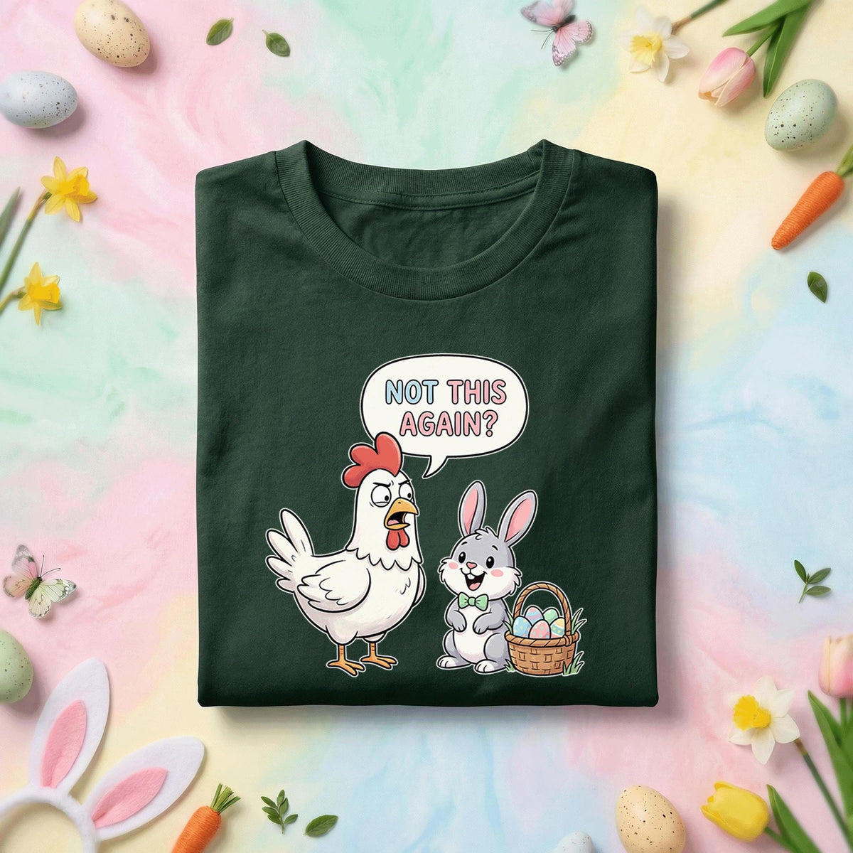 Funny Easter Chicken & Bunny Shirt – Not This Again shirt Spring Humor Tee, Funny Gift Easter