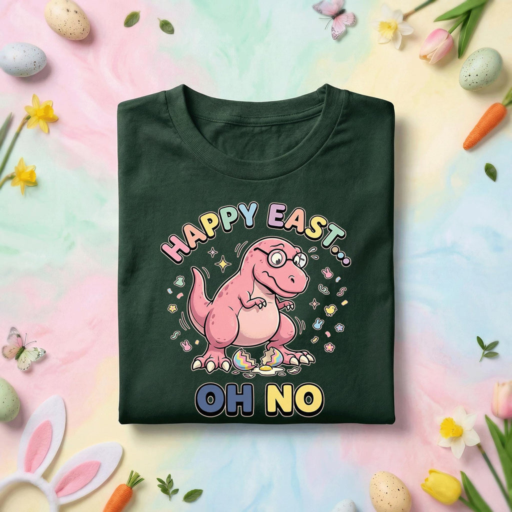 Funny Easter Dinosaur Shirt – “Happy East… Oh No” Cracked Egg Tee, funny gift Easter