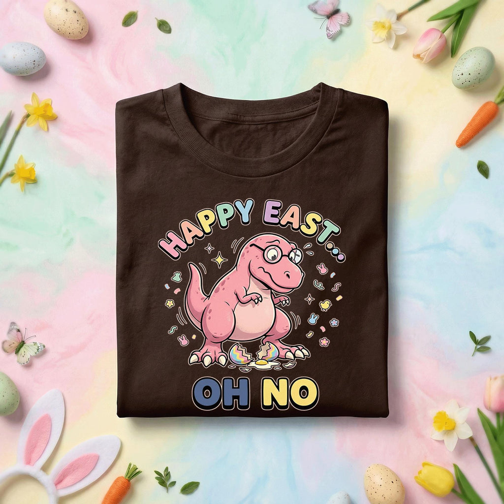 Funny Easter Dinosaur Shirt – “Happy East… Oh No” Cracked Egg Tee, funny gift Easter