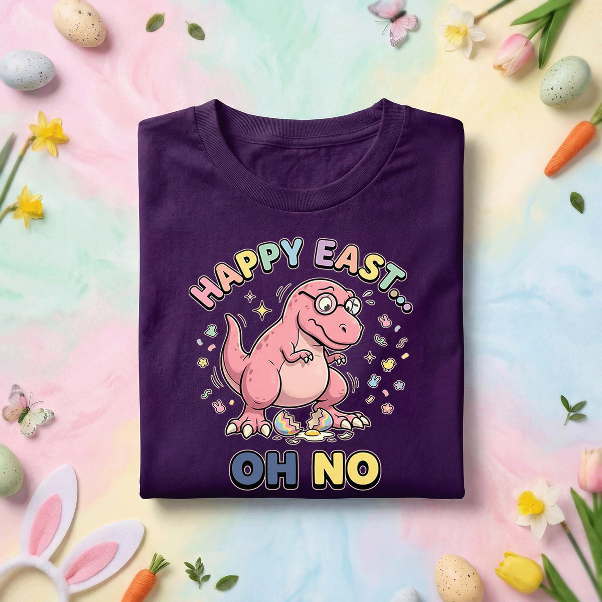 Funny Easter Dinosaur Shirt – “Happy East… Oh No” Cracked Egg Tee, funny gift Easter