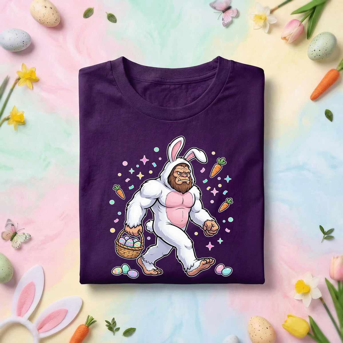 Funny Bigfoot Easter Shirt Men Women – Muscular Sasquatch Bunny, Happy Easter Day shirt, Funny Gift Easter