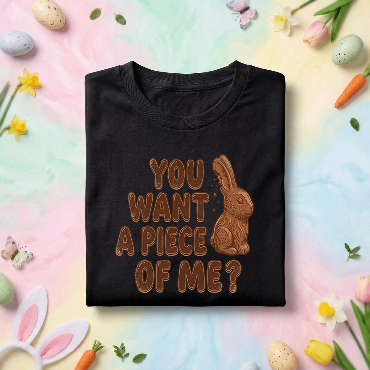 Funny Chocolate Bunny Easter Shirt You Want A Piece Of Me Tee, Easter Candy Pun Shirt, Cute Chocolate Rabbit Graphic Tee, Easter Humor Gift