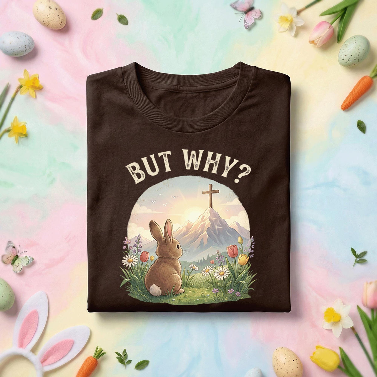 Christian Easter Bunny Shirt But Why Cross Faith Tee, Religious Easter Shirt, Jesus Resurrection Christian Gift, Cute Bunny Faith Tee