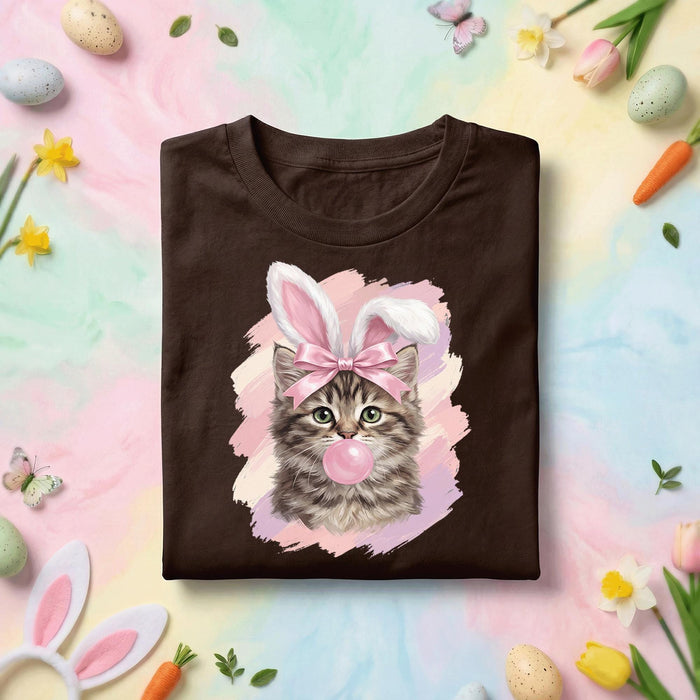 Cute Easter Bunny Cat Shirt, Kitten With Bunny Ears Bubblegum Tee