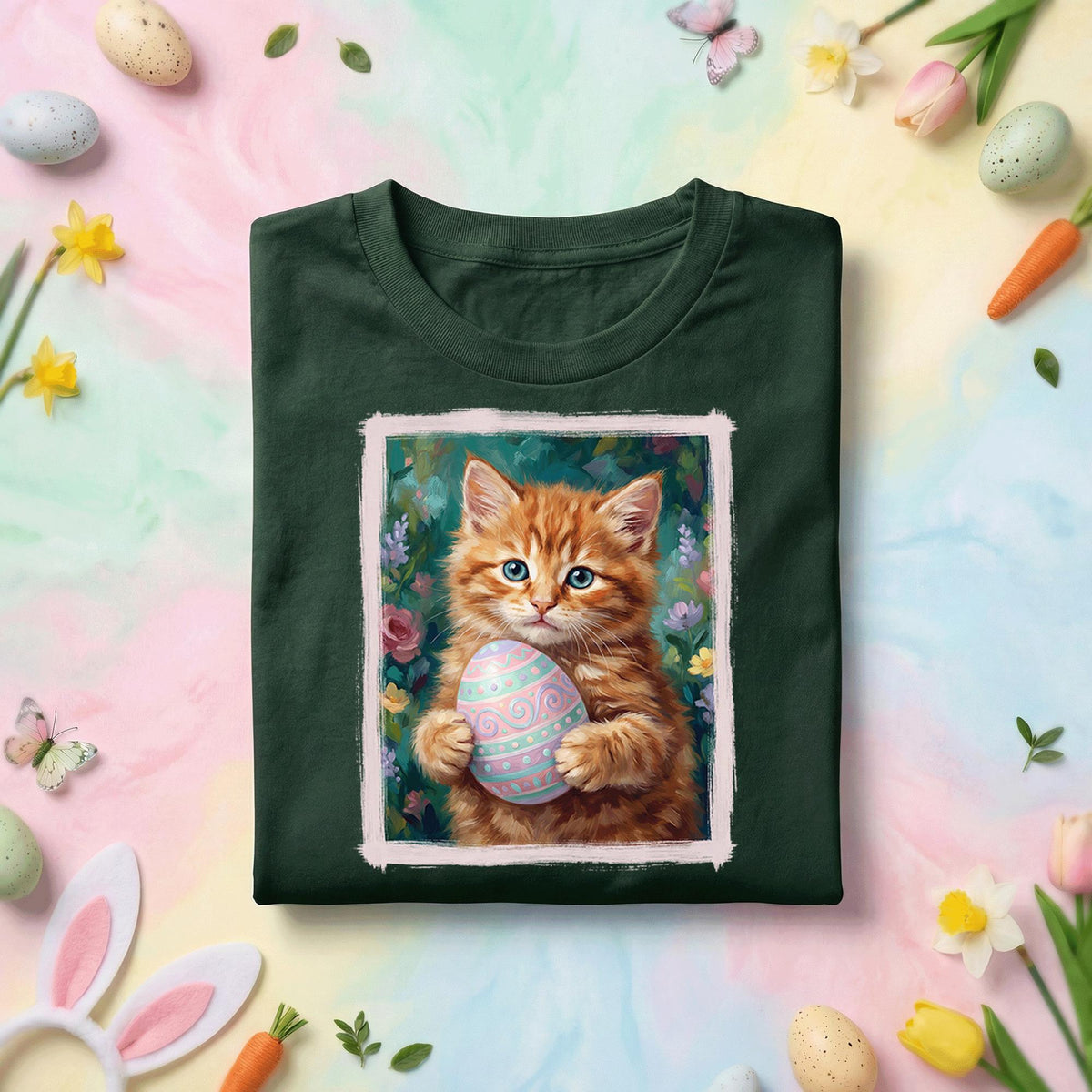 Cute Easter Kitten Shirt, Cat Holding Easter Egg Tee, Cat Lover Easter Shirt, Spring Kitten Graphic Tee, Pastel Easter Holiday Gift