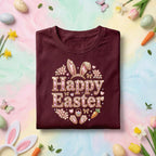 Happy Easter Bunny Shirt, Cute Pink Sparkle Easter Bunny Ears Tee, Girly Easter Graphic Shirt, Spring Holiday Easter Gift Tee