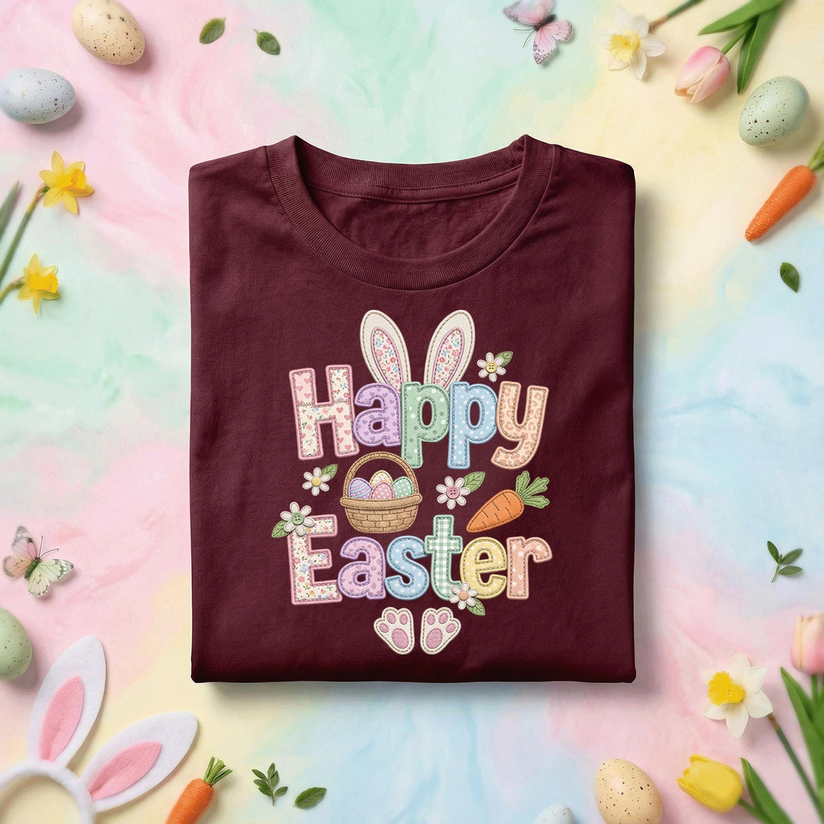 Happy Easter Bunny Shirt, Cute Pastel Bunny Ears Easter Tee, Easter Basket Bunny Graphic Shirt, Spring Egg Hunt Holiday Gift