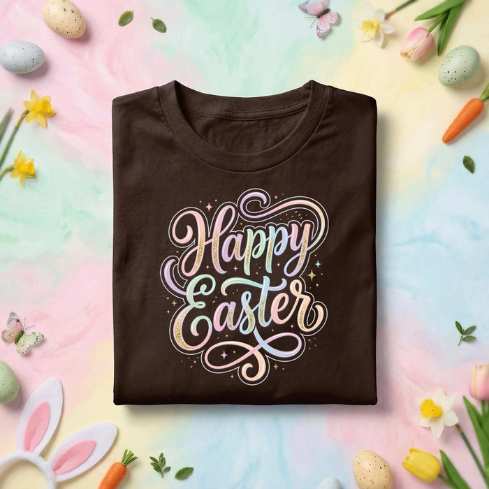 Happy Easter Shirt, Pastel Happy Easter Typography Tee