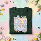 Happy Easter Pastel Bunny Shirt, Cute Easter Bow Bunny Graphic Tee, Kawaii Spring Easter Shirt, Egg Hunt Holiday Gift Tee