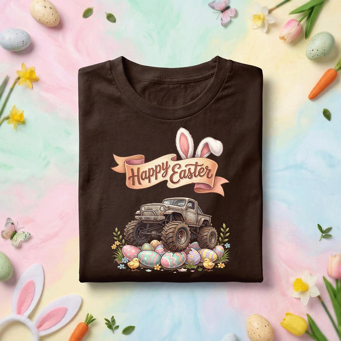 Funny Easter Monster Truck Shirt, Happy Easter Bunny Ears Truck Tee