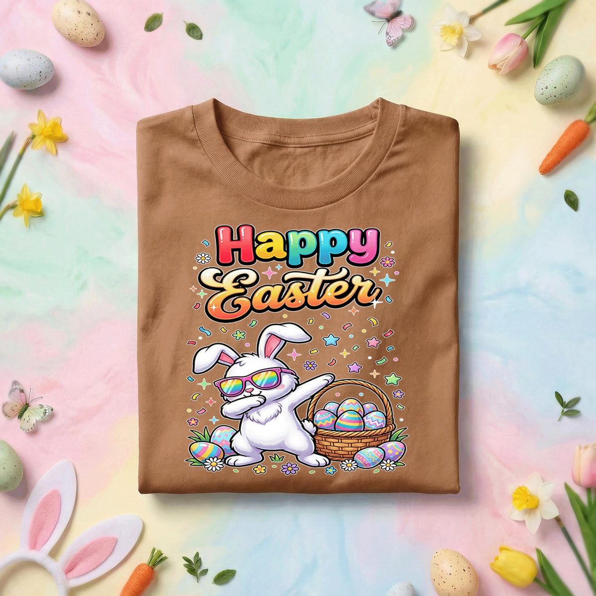 Funny Dabbing Easter Bunny Shirt, Happy Easter Bunny With Sunglasses Tee, Cute Egg Hunt Easter Graphic Shirt, Kids Spring Gift