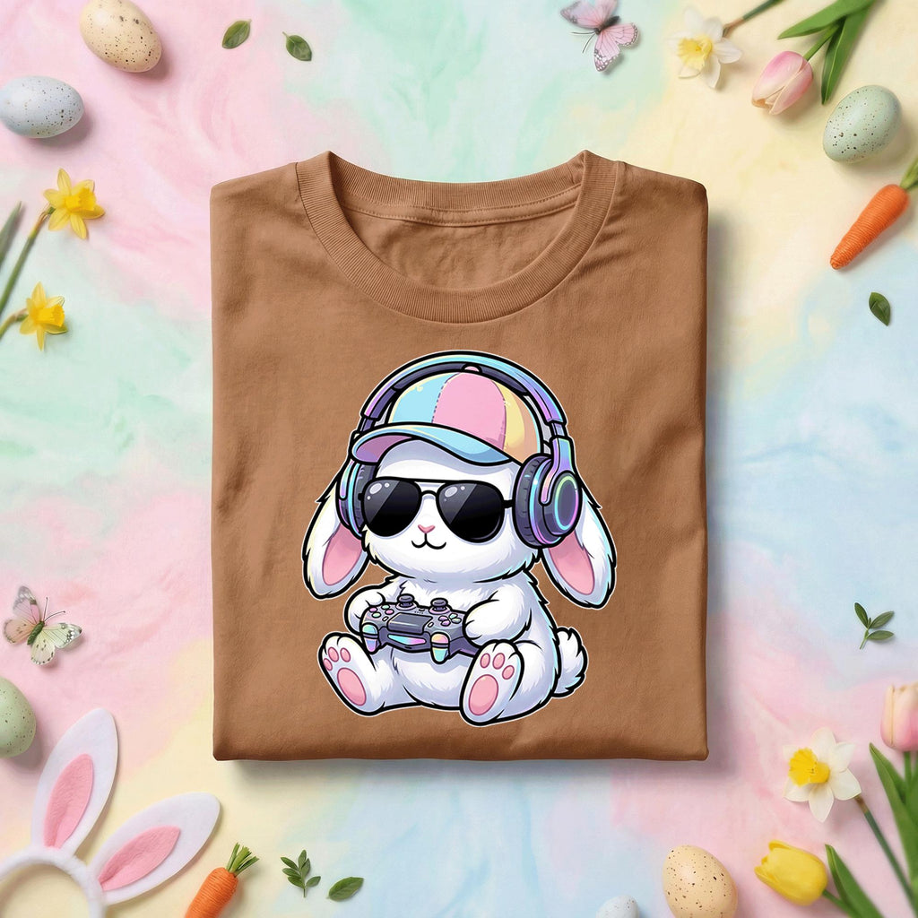 Cute Gamer Bunny Shirt, Funny Gaming Bunny With Headphones Tee, Kawaii Gamer Rabbit Graphic Shirt, Video Game Lover Gift