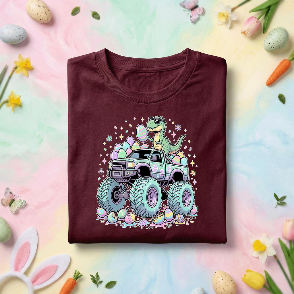 Funny Easter Dinosaur Monster Truck Shirt Boys, Dino Easter Truck Graphic Tee, Cute T Rex Easter Egg Monster Truck Shirt, Kids Easter Gift