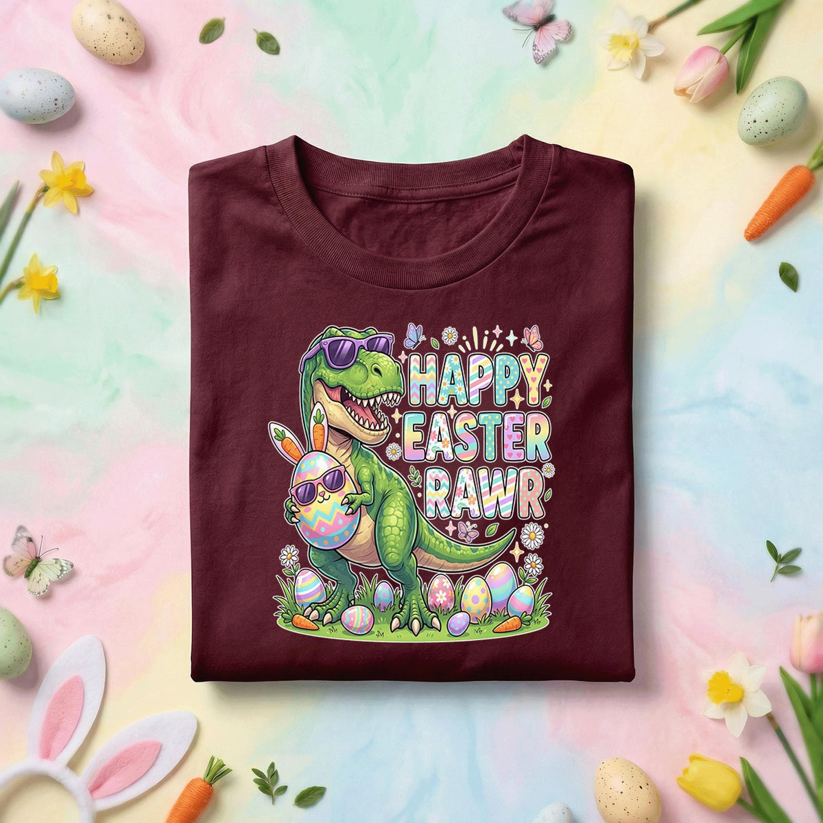 Happy Easter Rawr Dinosaur Shirt, Funny T Rex Easter Egg Graphic Tee, Cute Dinosaur Easter Shirt for Kids, Easter Dino Gift