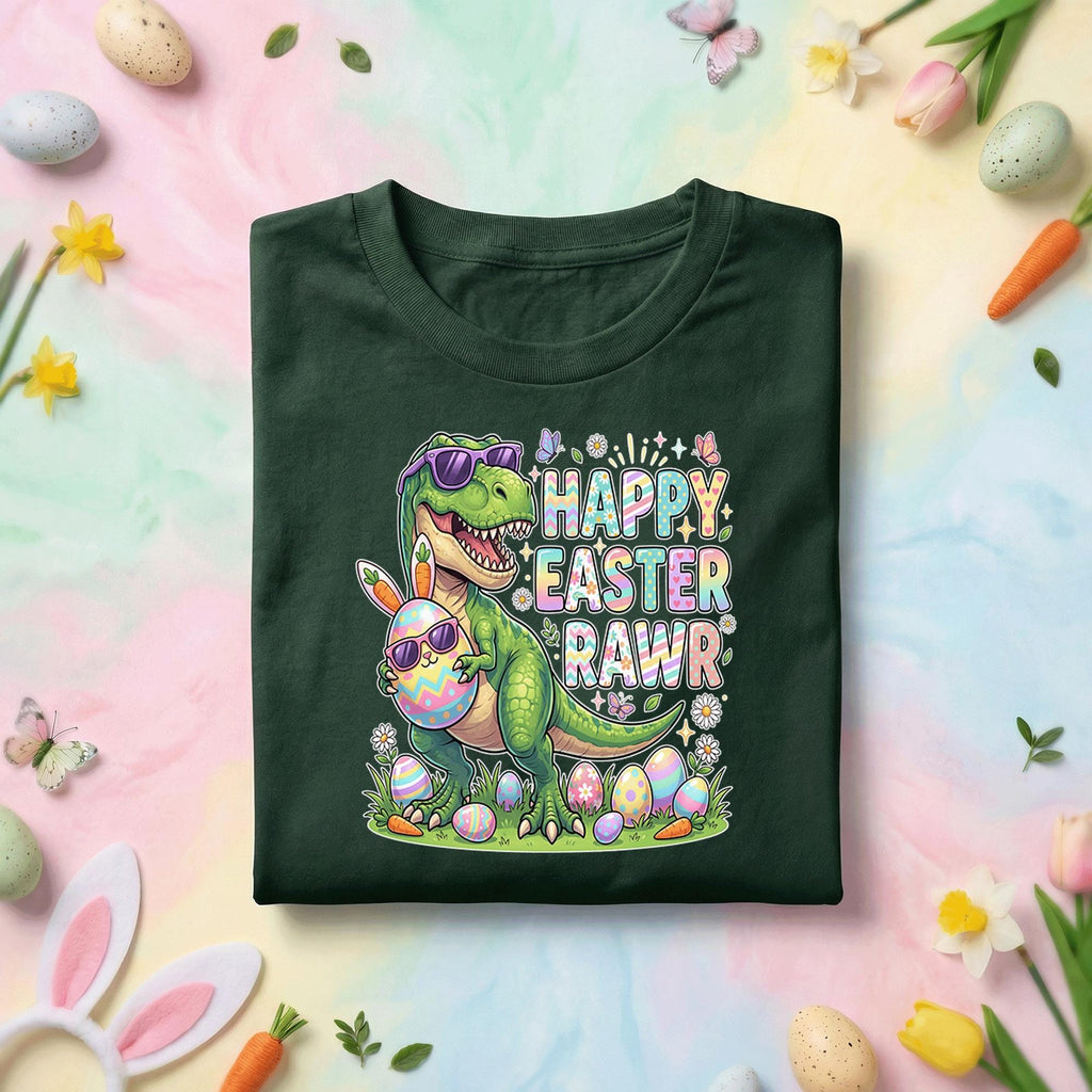Happy Easter Rawr Dinosaur Shirt, Funny T Rex Easter Egg Graphic Tee, Cute Dinosaur Easter Shirt for Kids, Easter Dino Gift
