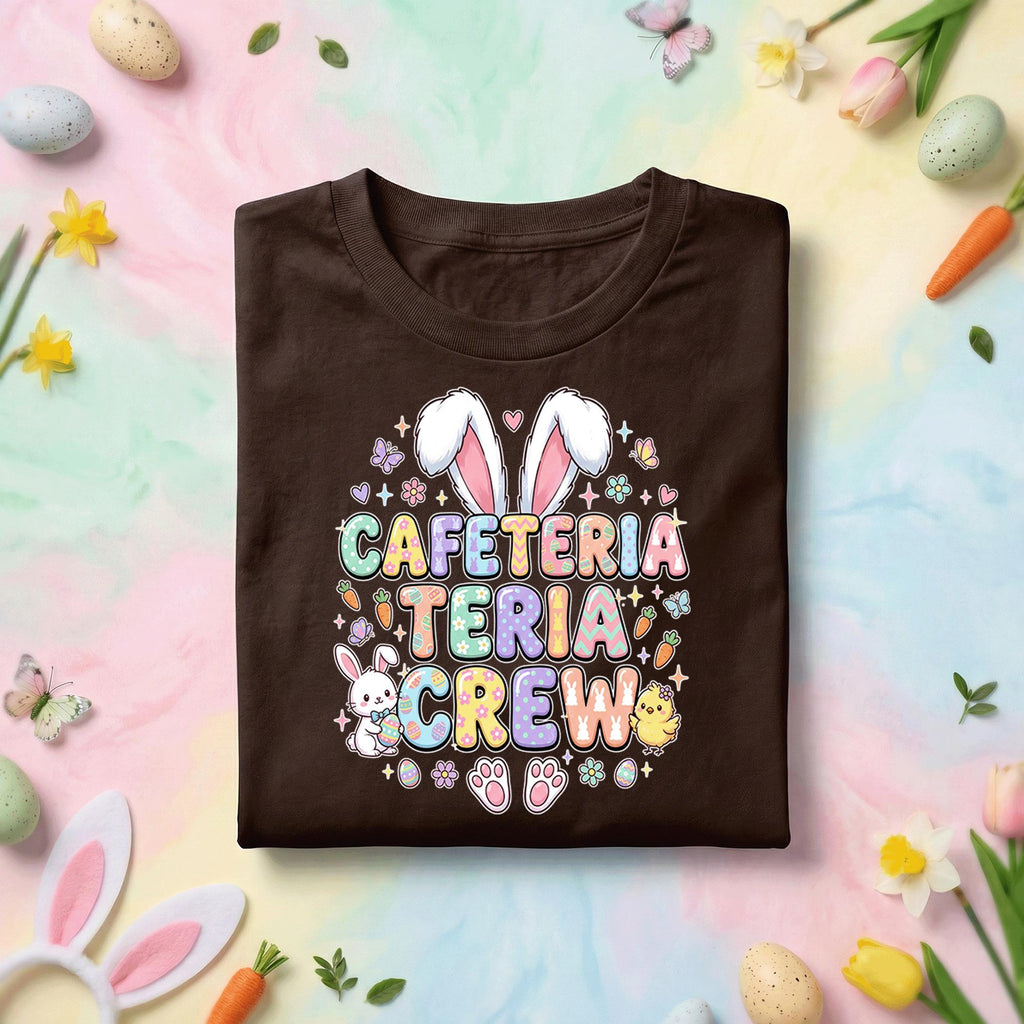 Cafeteria Teri Crew Easter Shirt Funny School Easter Teacher Staff Bunny Graphic Tee, Cute Easter Bunny Teacher Shirt for Cafeteria Team