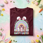 Cute Happy Easter Bunny Shirt Rainbow Easter Bunny Graphic Tee, Kawaii Bunny Easter Shirt, Pastel Easter Egg Hunt Shirt