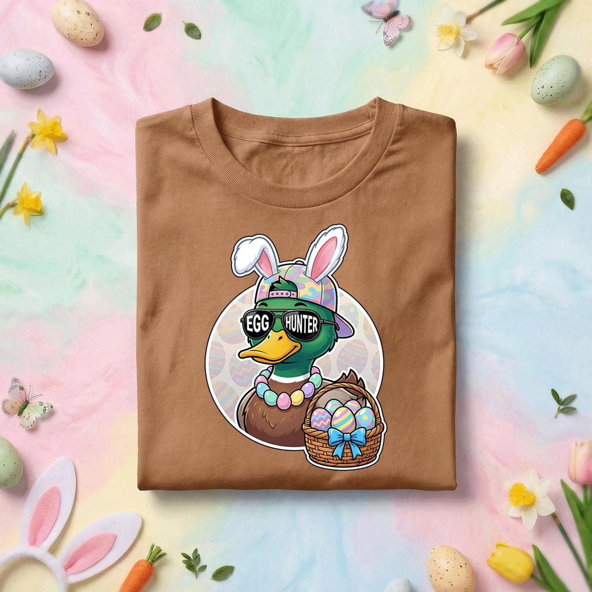 Funny Easter Duck Egg Hunter Shirt Bunny Ears Duck Graphic Tee, Easter Egg Hunt Duck Shirt, Cute Easter Duck Gift