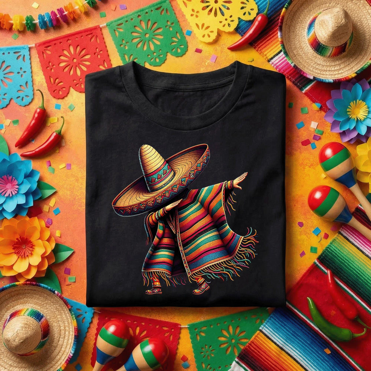 Cinco de Mayo Dabbing Sombrero Shirt Kids Youth Boy, Funny Mexican Poncho Dance T Shirt