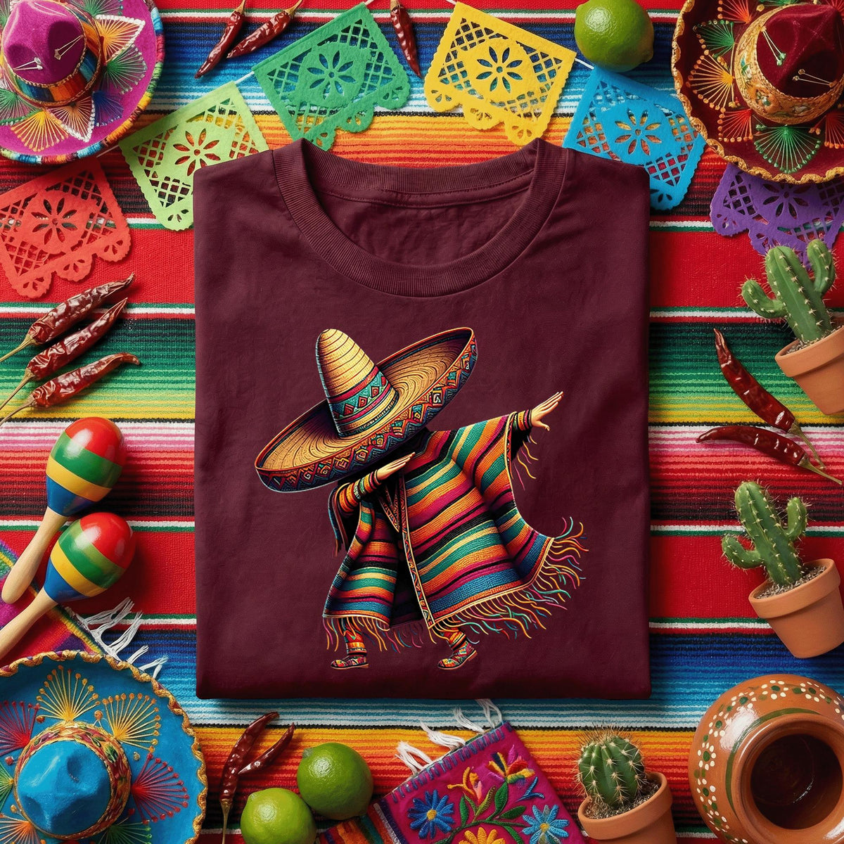 Cinco de Mayo Dabbing Sombrero Shirt Kids Youth Boy, Funny Mexican Poncho Dance T Shirt, Fiesta Party Tee, Colorful Mexico Celebration Shirt