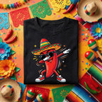 Cinco de Mayo Dabbing Chili Pepper Shirt, Funny Mexican Pepper Fiesta T Shirt, Cool Sombrero Pepper Tee, Taco Party Celebration Shirt