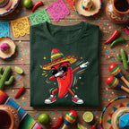 Cinco de Mayo Dabbing Chili Pepper Shirt, Funny Mexican Pepper Fiesta T Shirt, Cool Sombrero Pepper Tee, Taco Party Celebration Shirt