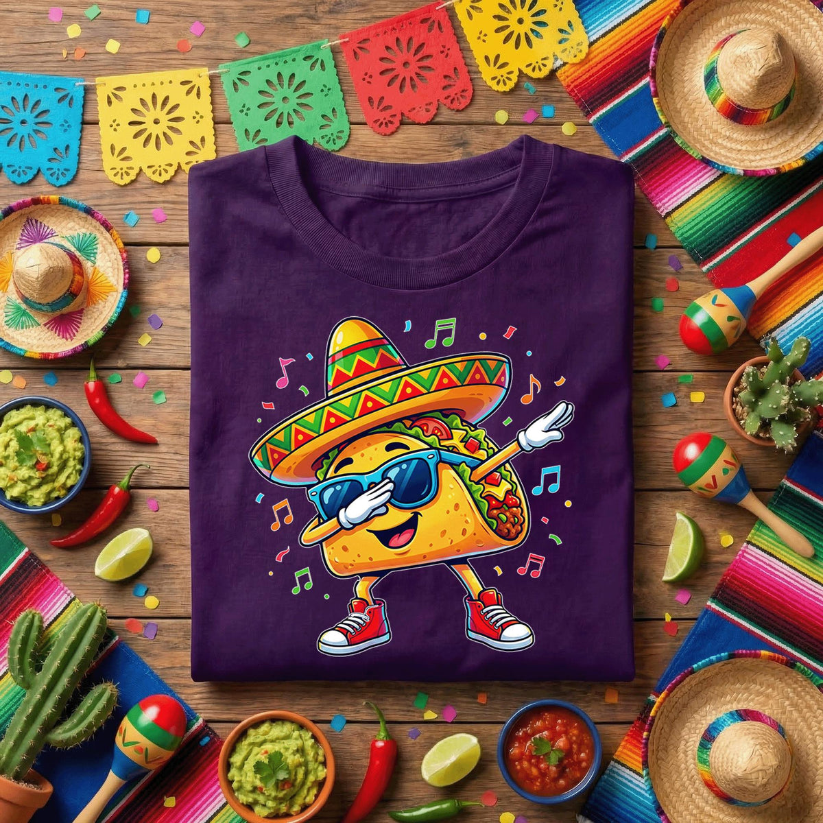Cinco de Mayo Dabbing Taco Shirt, Funny Taco Fiesta T Shirt, Cute Sombrero Taco Tee, Mexican Food Party Shirt, Taco Lover Celebration Gift