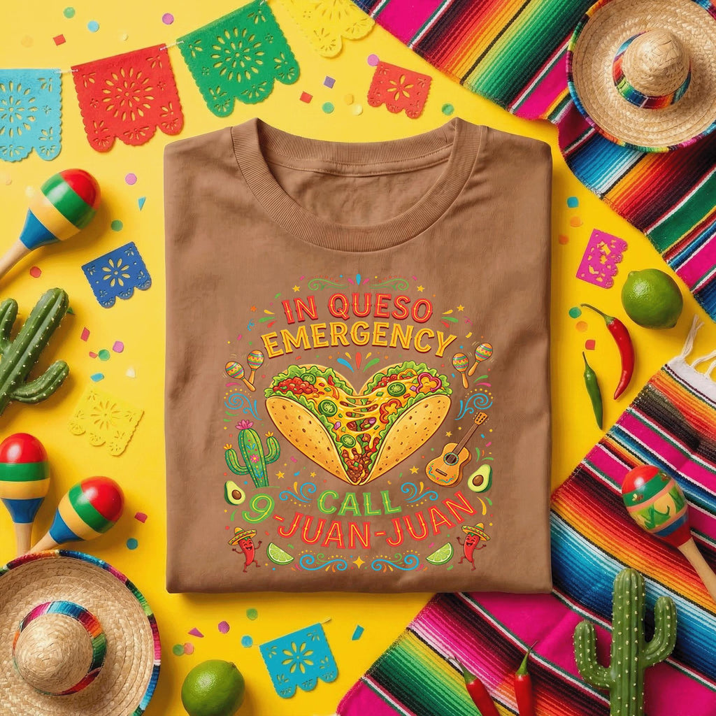 In Queso Emergency Call Juan Juan Shirt, Funny Cinco de Mayo Taco T Shirt, Mexican Fiesta Food Lover Tee, Taco Party Humor Shirt
