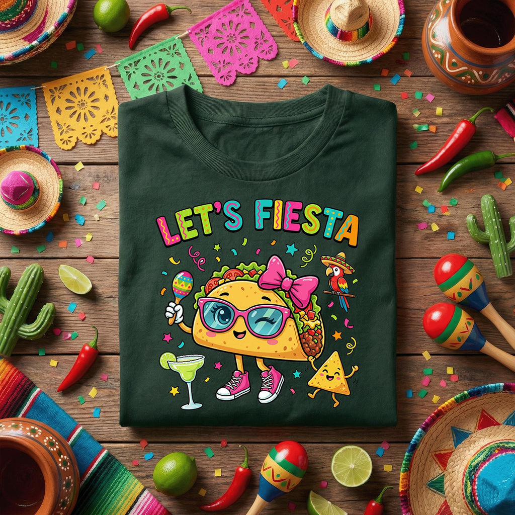 Lets Fiesta Cute Taco Girl Shirt, Funny Cinco de Mayo Taco T Shirt, Kawaii Mexican Fiesta Tee, Margarita Party Taco Lover Gift