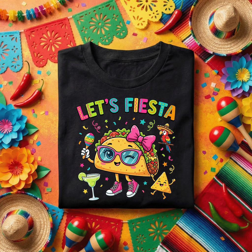 Lets Fiesta Cute Taco Girl Shirt, Funny Cinco de Mayo Taco T Shirt, Kawaii Mexican Fiesta Tee, Margarita Party Taco Lover Gift