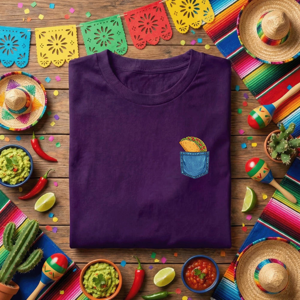 Taco Pocket Shirt Funny Taco Lover Tee, Minimal Taco In Pocket T Shirt, Cinco de Mayo Taco Shirt, Mexican Food Lover Gift Idea