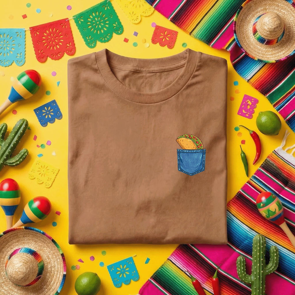 Taco Pocket Shirt Funny Taco Lover Tee, Minimal Taco In Pocket T Shirt, Cinco de Mayo Taco Shirt, Mexican Food Lover Gift Idea