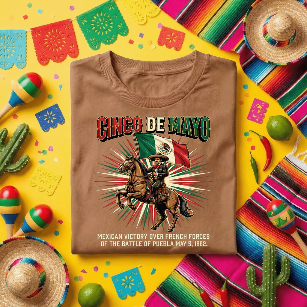 Cinco de Mayo Mexican Victory Shirt, Battle of Puebla 1862 T Shirt, Mexican Flag Horse Rider Tee, Mexican Heritage Fiesta Shirt