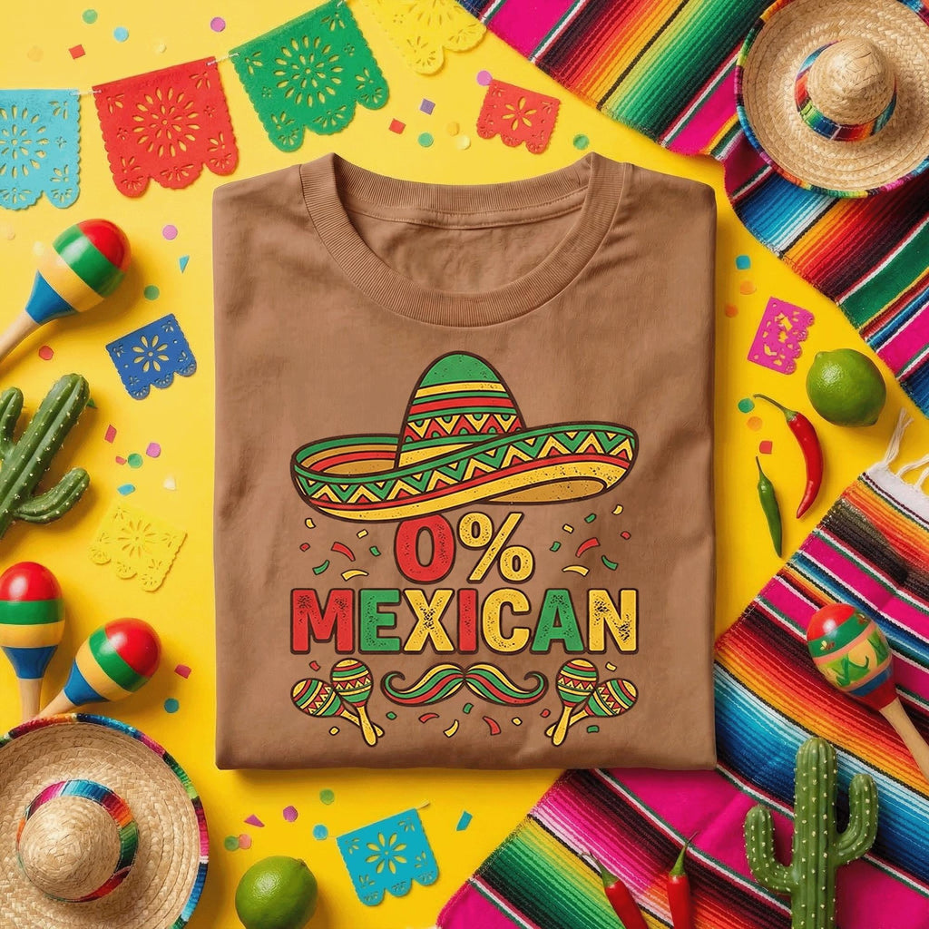 0 Percent Mexican Funny Cinco de Mayo Shirt, Sombrero Fiesta Party T Shirt, Mexican Humor Tee, Fiesta Celebration Gift