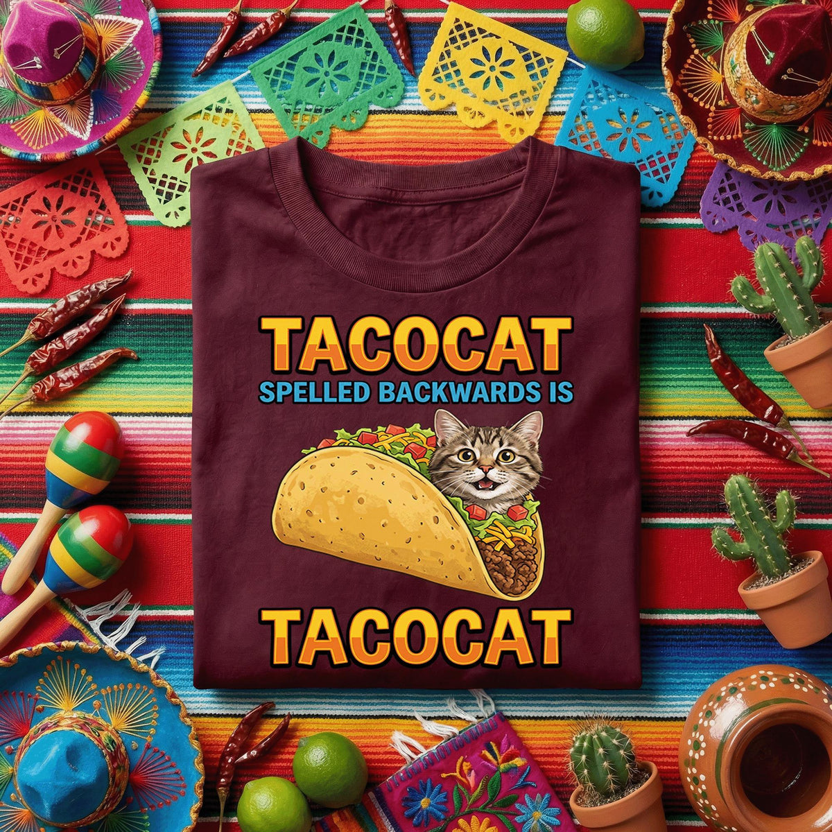Tacocat Spelled Backwards Is Tacocat Shirt Funny Taco Cat T Shirt, Cat Lover Taco Humor Tee, Cinco de Mayo Taco Cat Gift