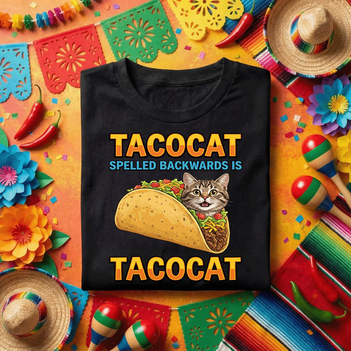 Tacocat Spelled Backwards Is Tacocat Shirt Funny Taco Cat T Shirt, Cat Lover Taco Humor Tee