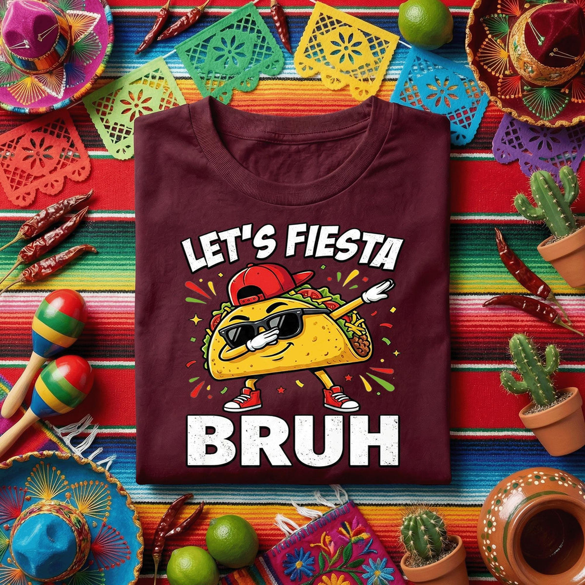 Let’s Fiesta Bruh Taco Shirt Funny Cinco de Mayo Taco T Shirt, Dabbing Taco Meme Tee, Fiesta Party Taco Lover Shirt