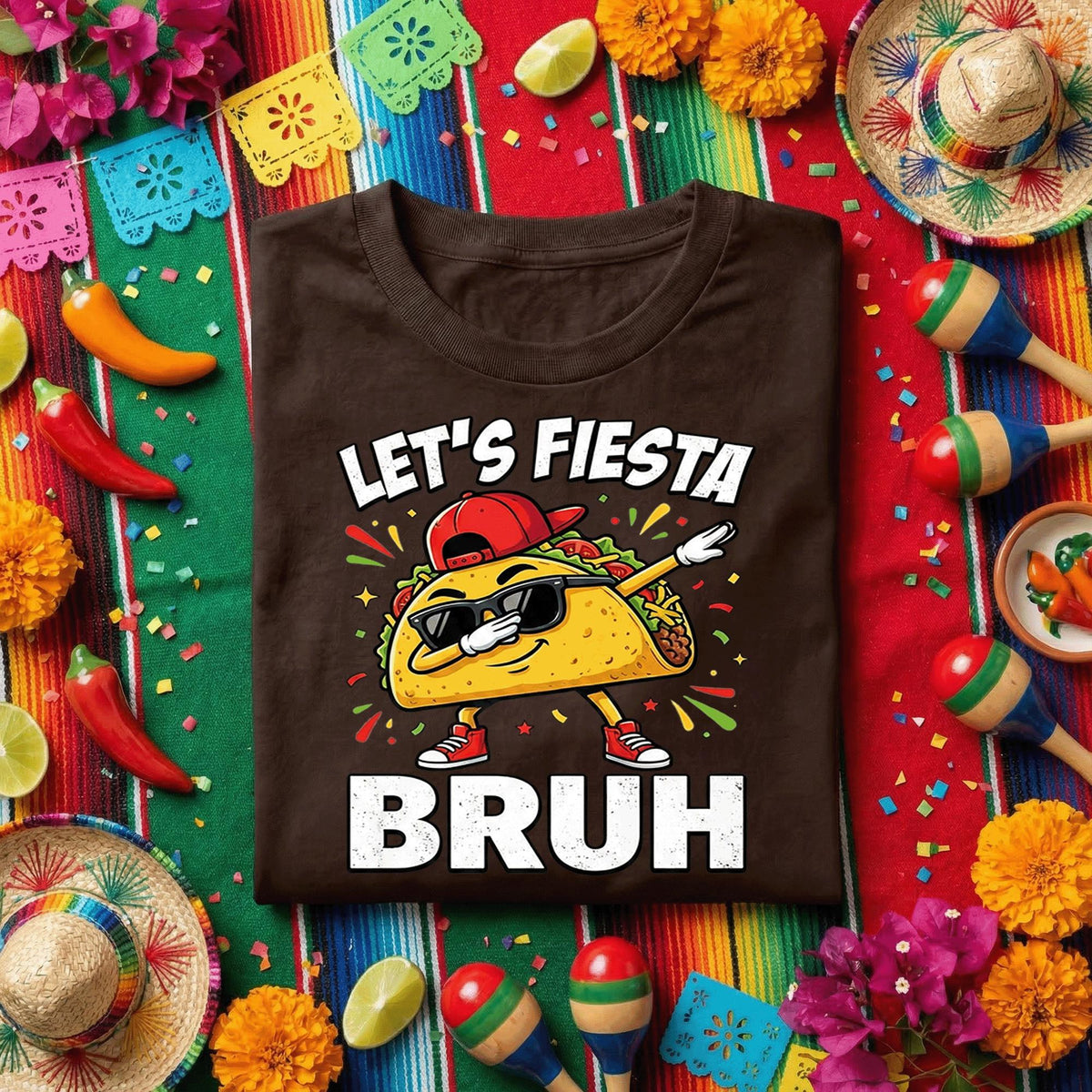 Let’s Fiesta Bruh Taco Shirt Funny Cinco de Mayo Taco T Shirt, Dabbing Taco Meme Tee, Fiesta Party Taco Lover Shirt