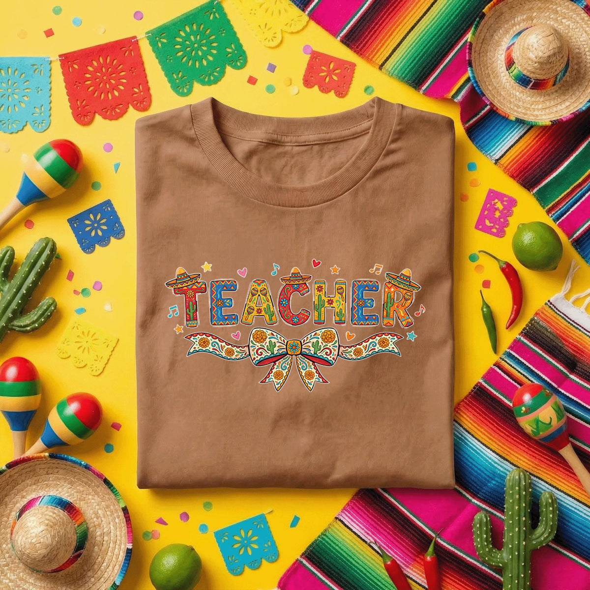 Teacher Fiesta Shirt Colorful Teacher Appreciation T Shirt, Cinco de Mayo Teacher Gift, Festive Classroom Teacher Tee