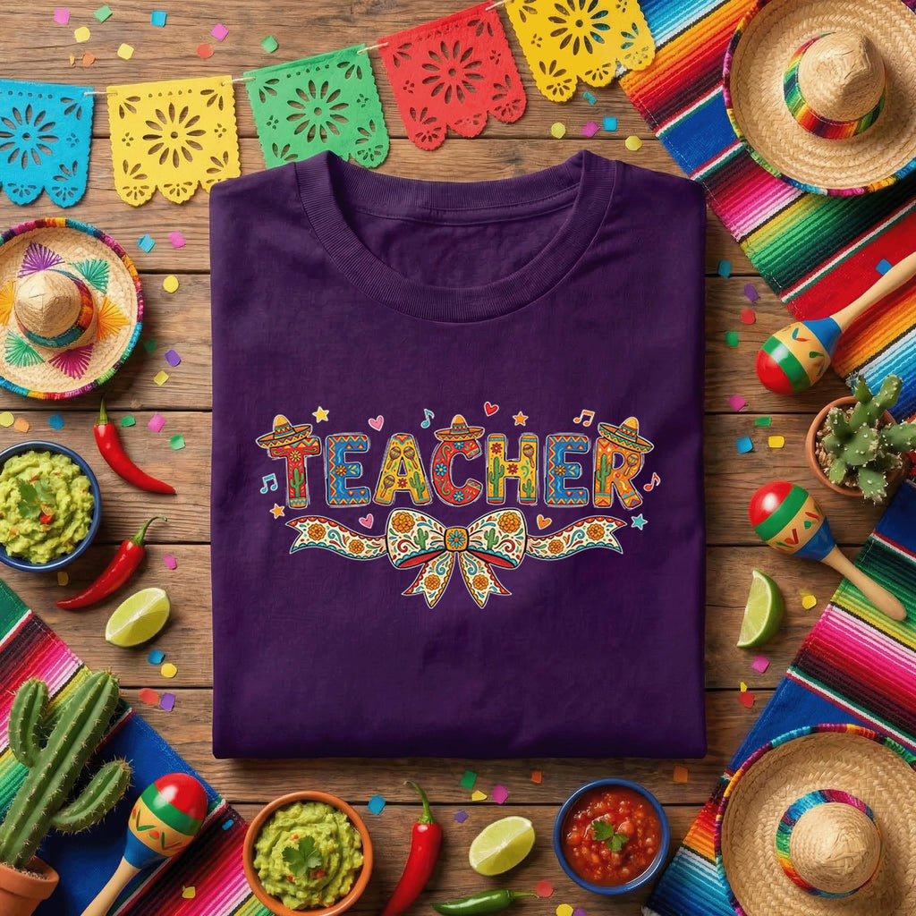 Teacher Fiesta Shirt Colorful Teacher Appreciation T Shirt, Cinco de Mayo Teacher Gift, Festive Classroom Teacher Tee