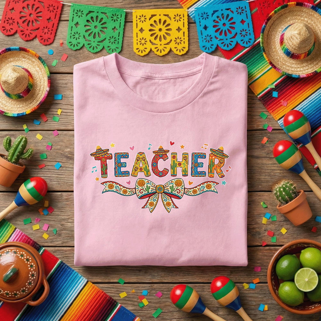 Teacher Fiesta Shirt Colorful Teacher Appreciation T Shirt, Cinco de Mayo Teacher Gift, Festive Classroom Teacher Tee