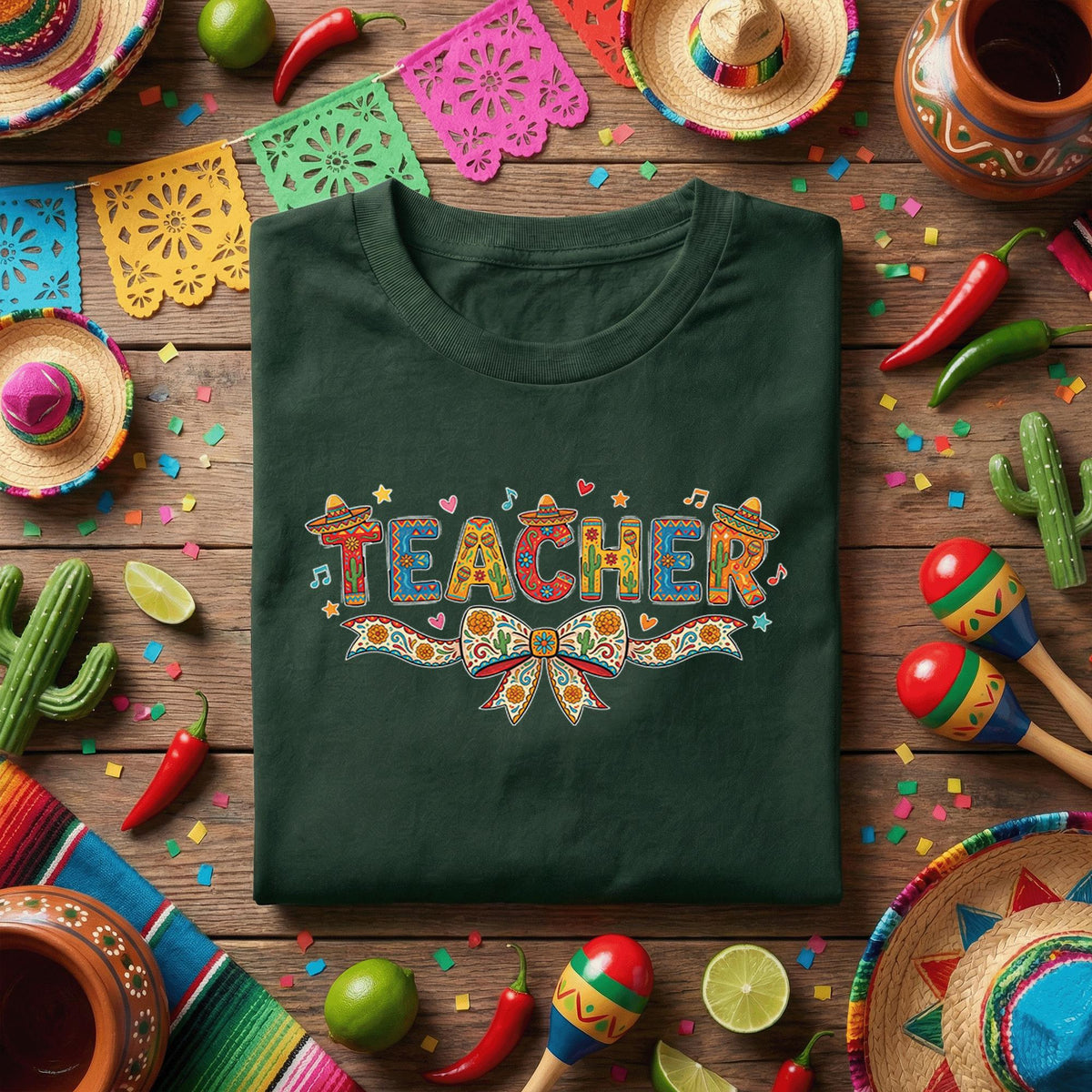 Teacher Fiesta Shirt Colorful Teacher Appreciation T Shirt, Cinco de Mayo Teacher Gift, Festive Classroom Teacher Tee